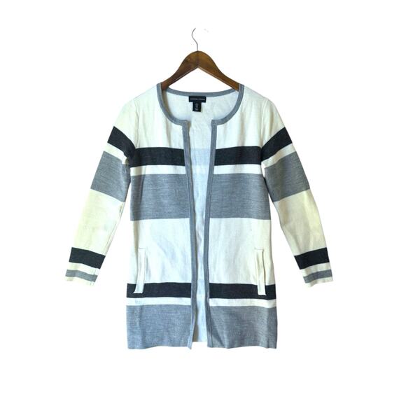 Adrienne Vittadini Striped Open Front Cardigan Sweater Women’s S - Picture 1 of 8